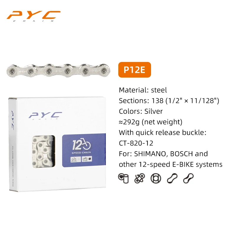 PYC Fietsketting Chroom Harden & Mushroom Pin Klinktechnologie voor Shimano, SARM, 10 11 12 Speed ​​Aandrijflijnen Fietsen Onderdeel