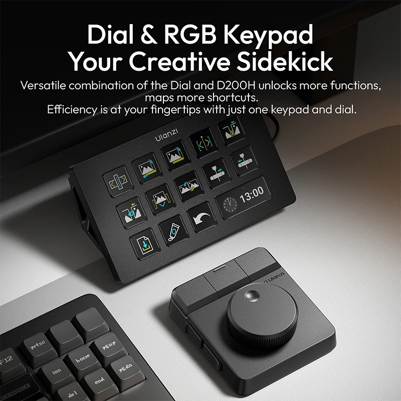 

Беспроводной Bluetooth-контроллер Ulanzi D100H с креативным дисковым управлением для редактирования видео и фото, интеллектуальный студийный RGB-контроллер с клавиатурой