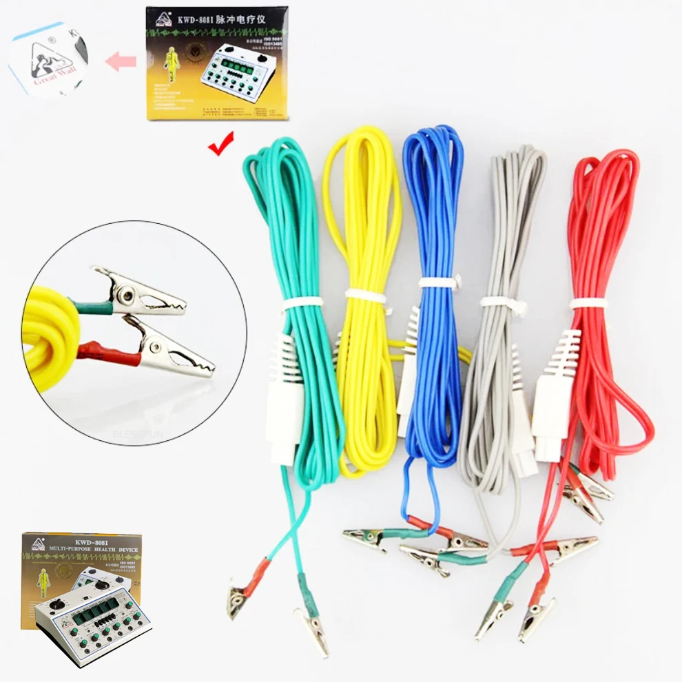 6Pcs electronic Alligator Clip Cable wire, Acupuncture Needles Clip for YD KWD 808i  Electronic Acupuncture Treatment Instrument