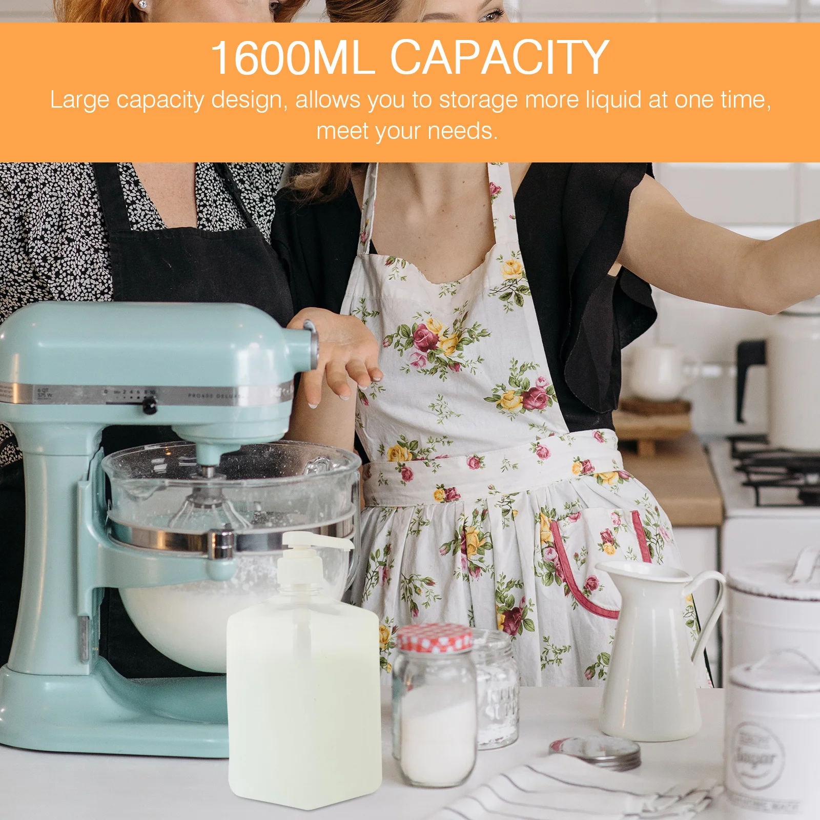 

Squeeze Bottle Fruit Syrup Dispenser 1600ml Large Capacity Transparent Liquid Storage Bottle Kitchen Sauce Ketchup Mustard