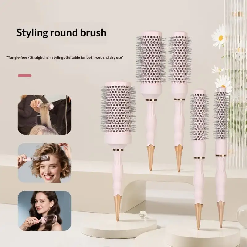 1PC Hair Curling Comb Brush Round  Blow Dry Styling Tool Anti-Scald Ergonomic Handle For Salon Home Hairdresser