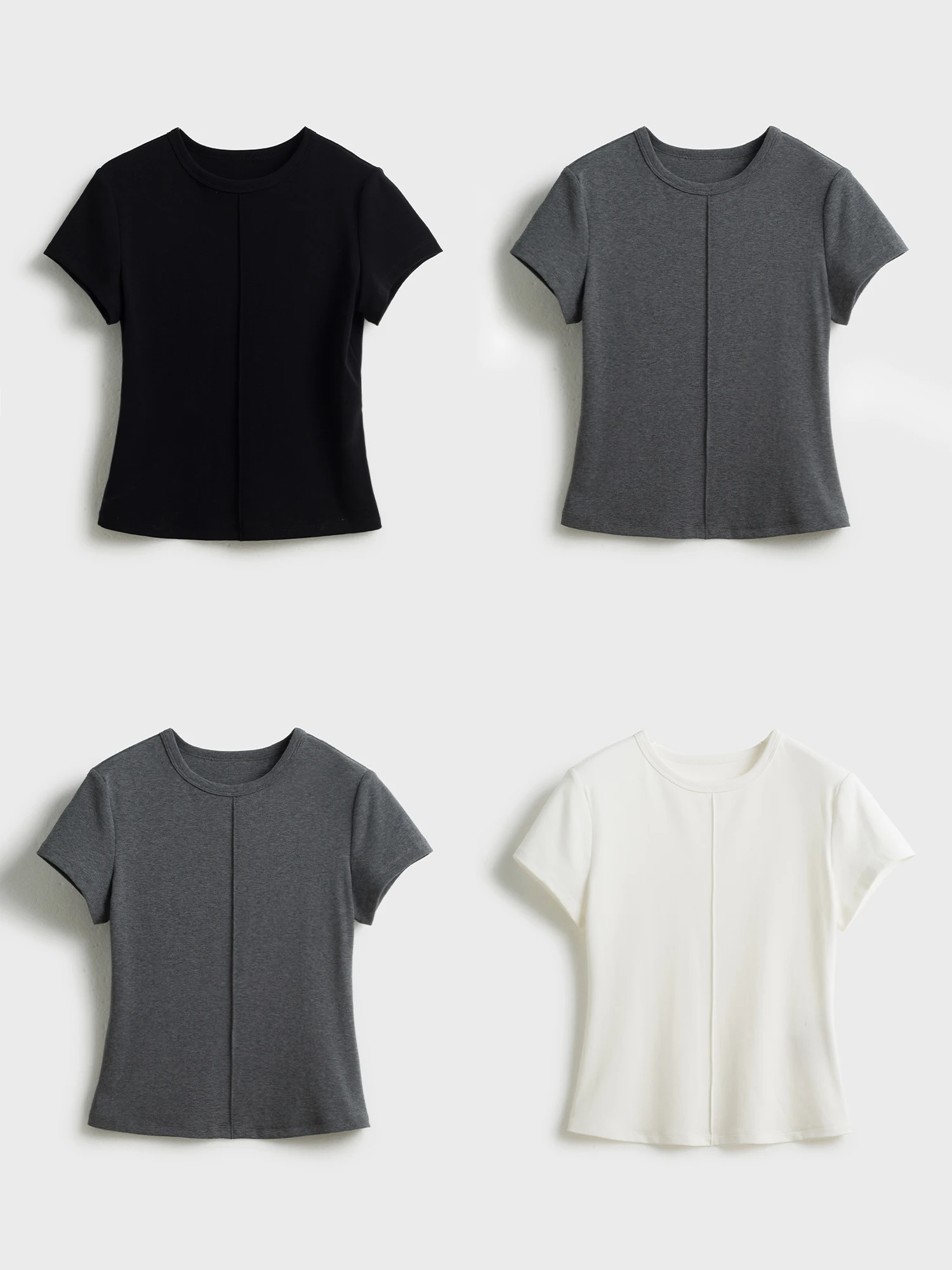 

Футболка Ji Qirui Xi из двойного хлопка, облегающая, мягкая, удобная, с круглым вырезом, из высококачественного хлопка, с коротким рукавом, женская повседневная модель