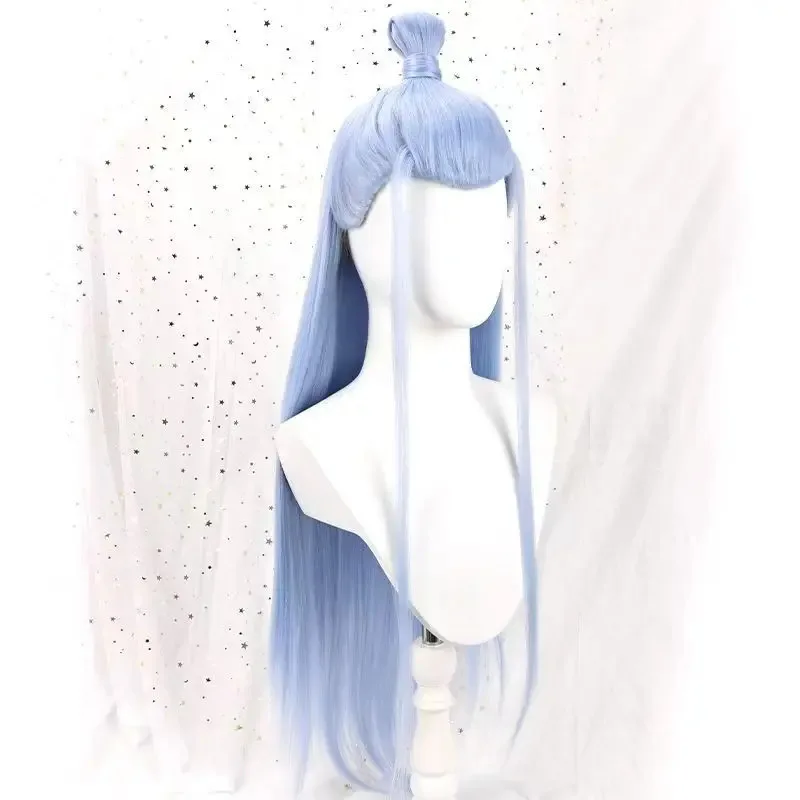 Nezha 2 Dragon Prince peluca de Cosplay naranja azul claro peluca larga recta sintética Anime Coser peluca de alta calidad fiesta de Halloween