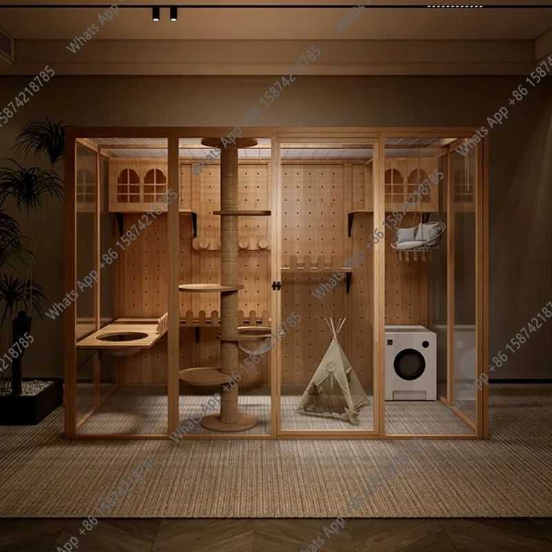 Custom Cat Villa Large Home Cat House Luxury Cat Cage Indoor House  Villa Panoramic Glass House