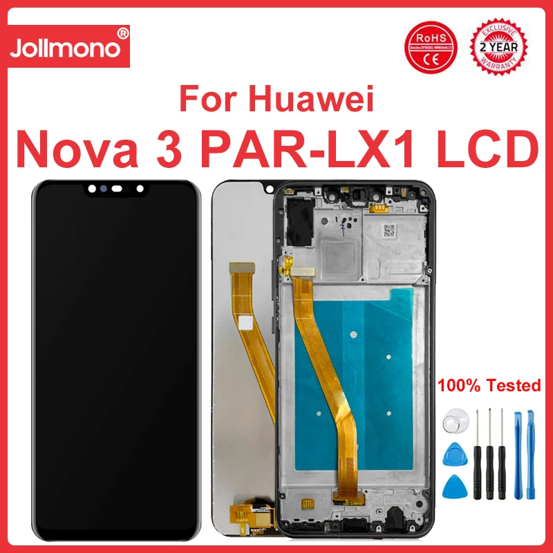 

100% Tested 6.3'' For Huawei Nova 3 LCD Display Touch Screen With Frame For Nova 3 Screen Display PAR-LX1 PAR-LX9 LCD