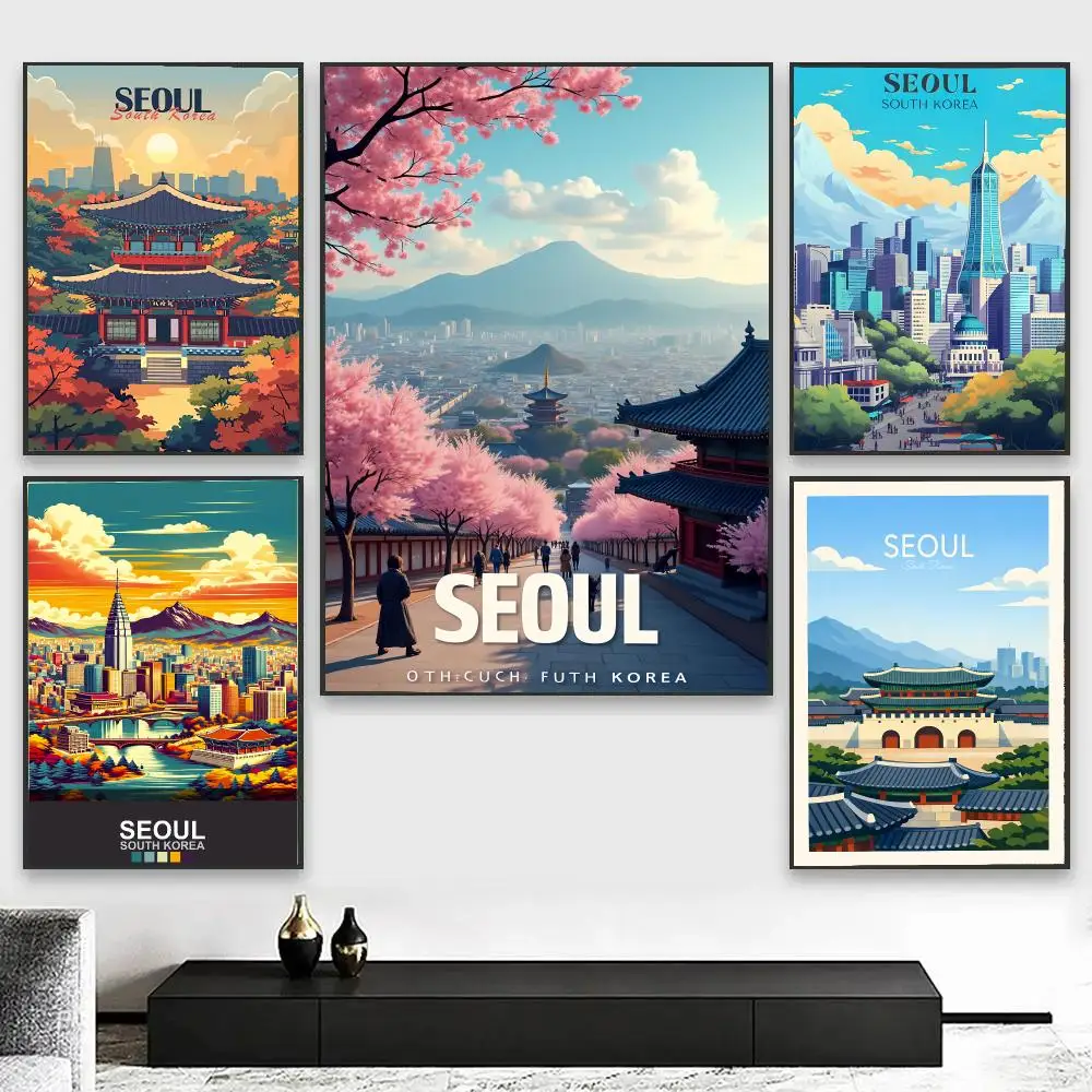 City modern S-Seoul Painting Calligraphy Canvas Art Styles, Wall Art Decor, Living Room Decor