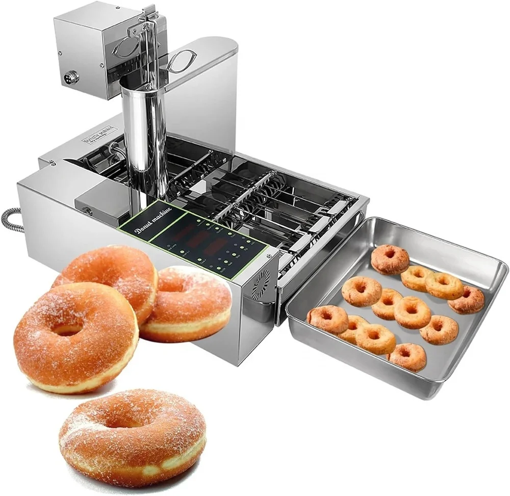 

Hotel Equipment Stainless Steel Donut Fryer 110V 220V 4 Rows Digital Automatic Commercial Mini Donut Machine For Sale