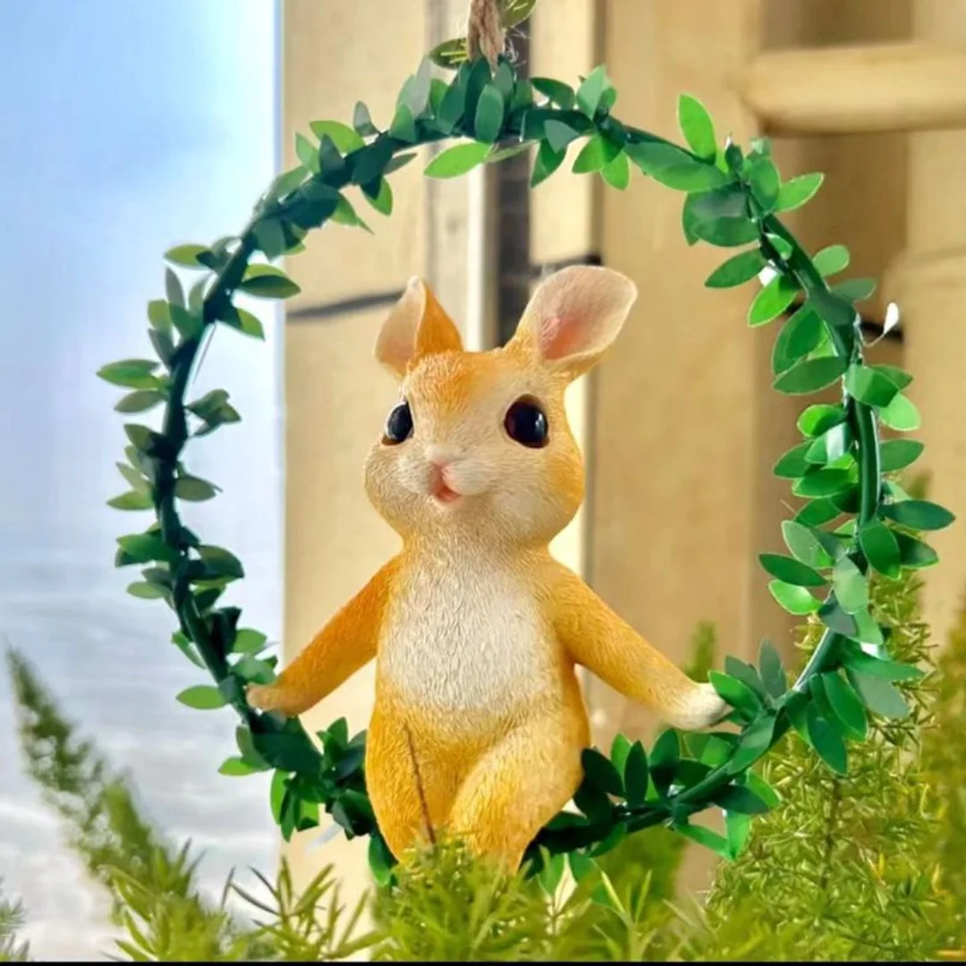 

Outdoor Rabbit Figurine Pendant Resin Cartoon Animal Statue Creative Handmade Courtyard Garden Decoration Home Decor