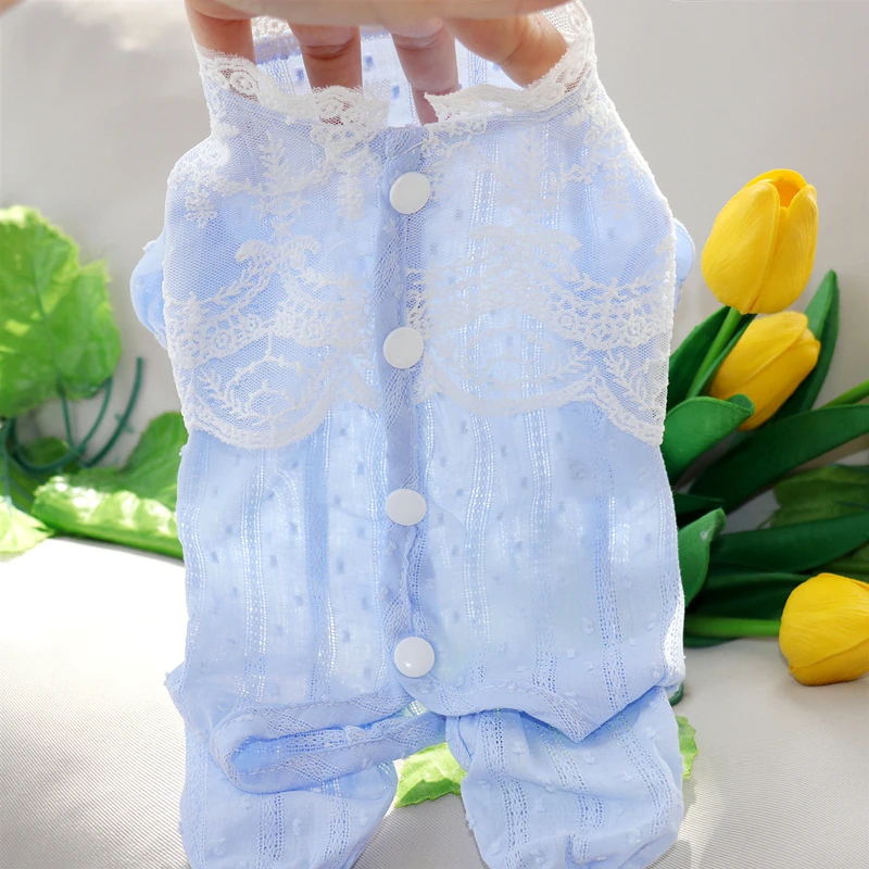 Teddy Clothes Summer Anti-drop Wool Cloth Home Clothes Pet Dog Four-legged Clothes Puppy Bag Belly Onesie Solid Color Dog Clothe