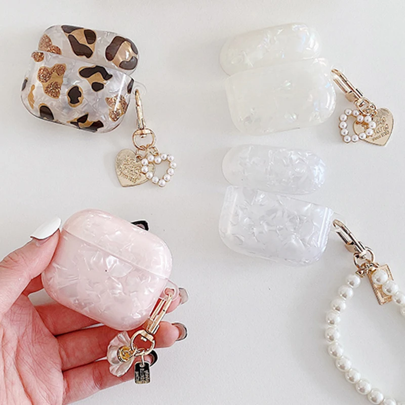 Girl Pearl Shell Keychain Case for AirPods Pro 2 3 2023 1 Case for AirPods Pro2 Pro 2nd Generation Airpod Pro Case Silicone Capa