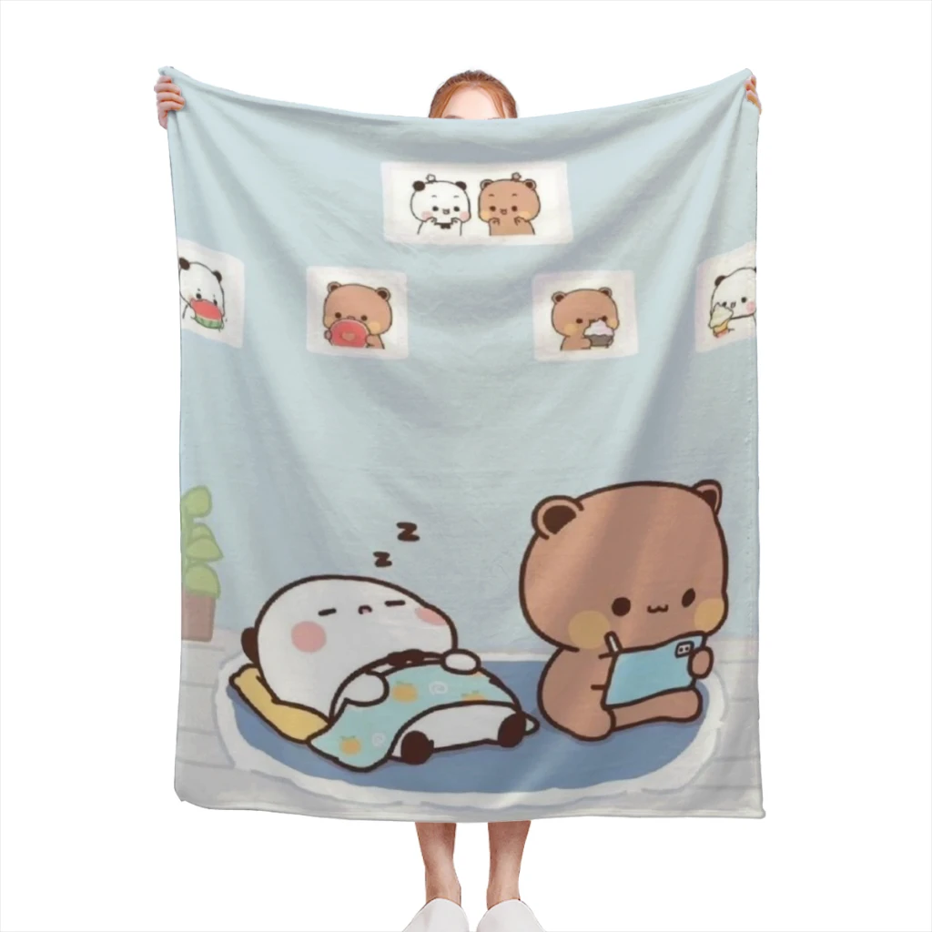 

Fluffy Baby Blanket Cute Bear Pnada Bubu Dudu Sofa Camp Nap Bedspread Cozy Flannel Blanket Bedroom Decor