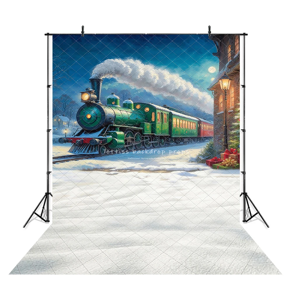 Winter Festive Polar Train Backdrops Kids Adult Photography Xmas Photocall Christmas Snowy Locomotive Backgrounds