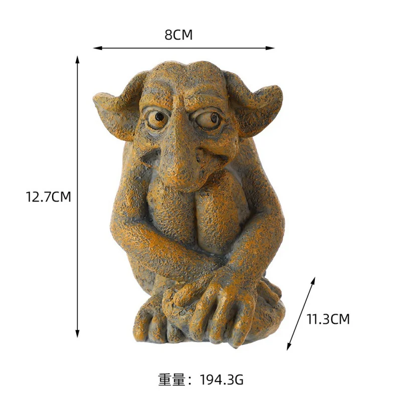 Goblin Elder Stone Resin Statue, Micro Landscape Garden Decor, Creative Miniature Figurine Ornament for Home