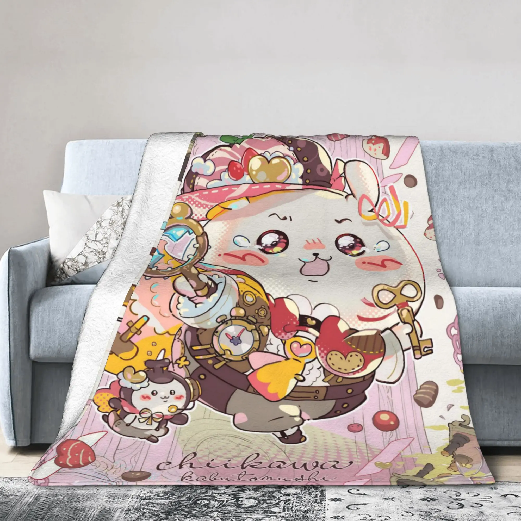 

Одеяло для детектива Chiikawa Hachiware, забавное фланелевое одеяло Usagi, украшение для постельного белья, легкое покрывало, дышащее