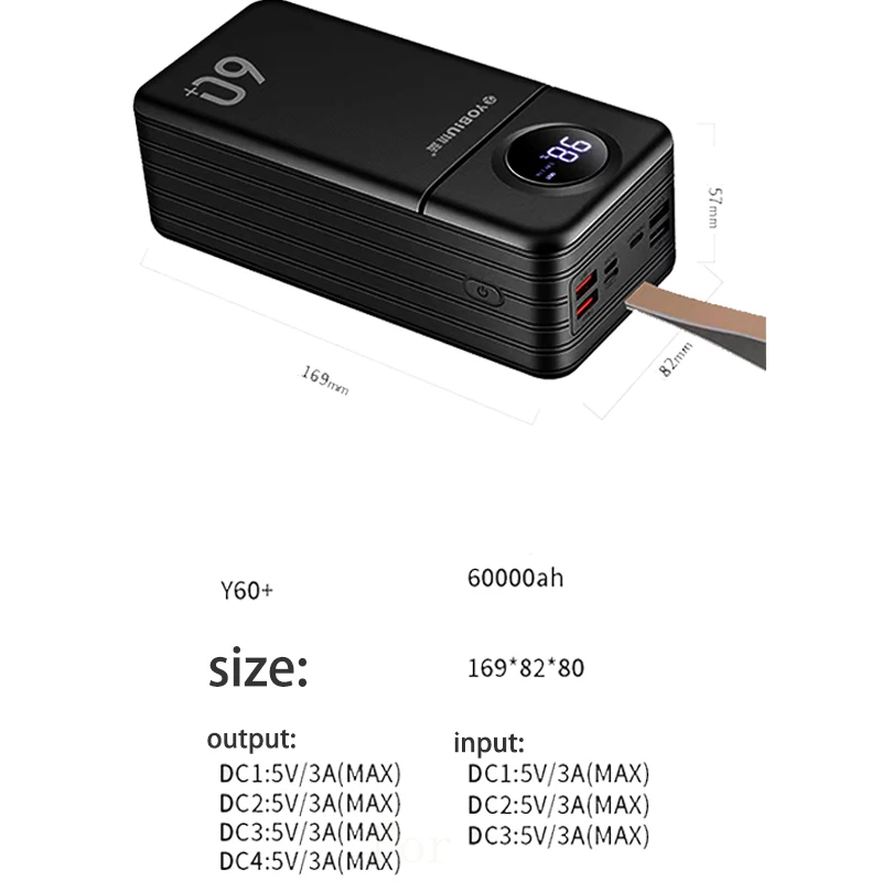 Power Bank 60000 mAh Power Bank ad alta capacitร ricarica rapida 50000 mAh 40000 mAh 30000 mAh Mobile universale