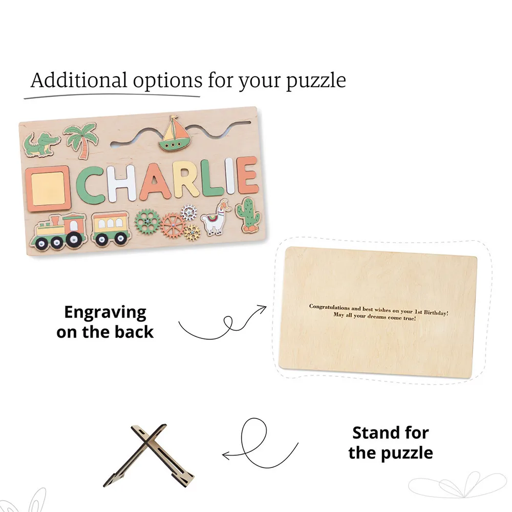 Puzzle en bois personnalisé avec premier nom, jouets éducatifs pour tout-petits, cadeaux d'apprentissage précoce pour enfants, jouet pour bébé, cadeau pour garçon et fille