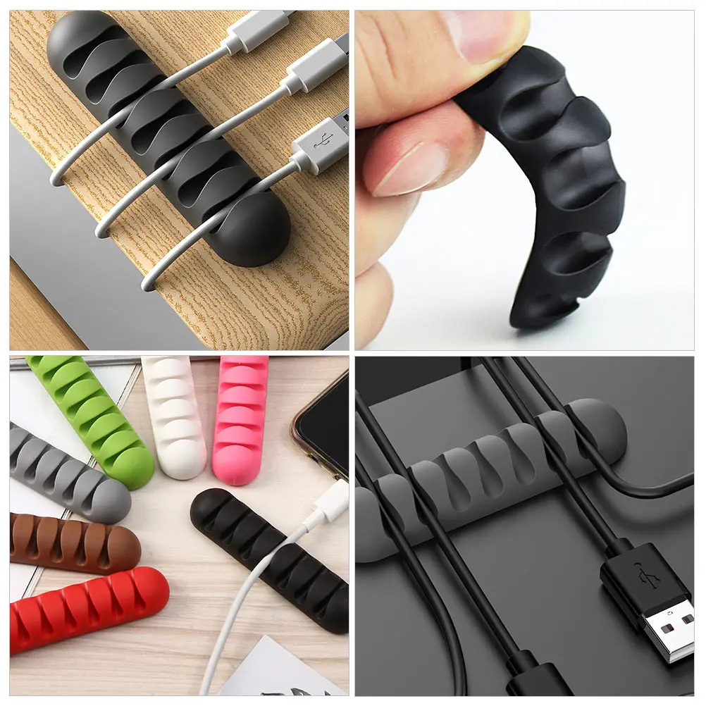 

4 Pcs Cable Manager Cord Organizer Holder Desktop Organizers Black for Sleeves Management