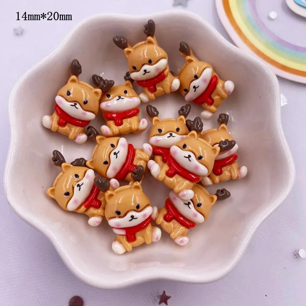 12PCS Resin Kawaii Colorful Mini Santa Trees Elk Snowman Bells Flatback Cartoon Christmas Figurine Scrapbook DIY Decor Crafts