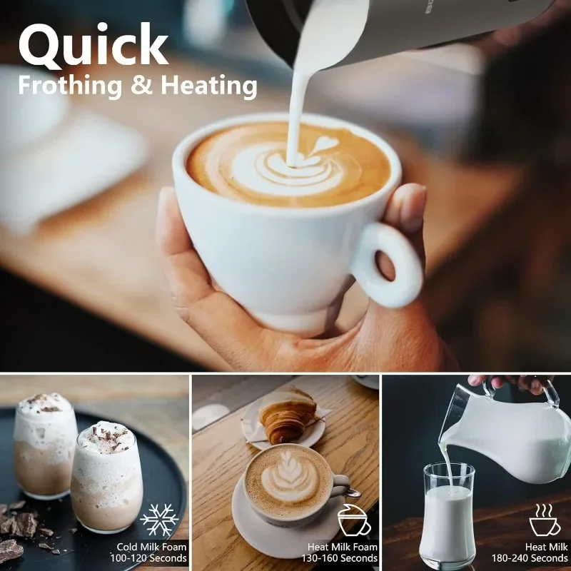 HAOYUNMA Frother for Coffee, Milk Frother, 4 IN 1 Automatic Warm and Cold Milk, Cappuccinos, Macchiato LED Touch Screen Panel