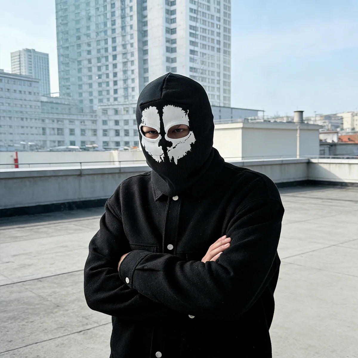 Unisex Cotton Ghost Skull Mask Motorcycle Helmet Skull Ski Headwear Scarf Hood Suitable for Outdoor Motorcycle Warmth view 4