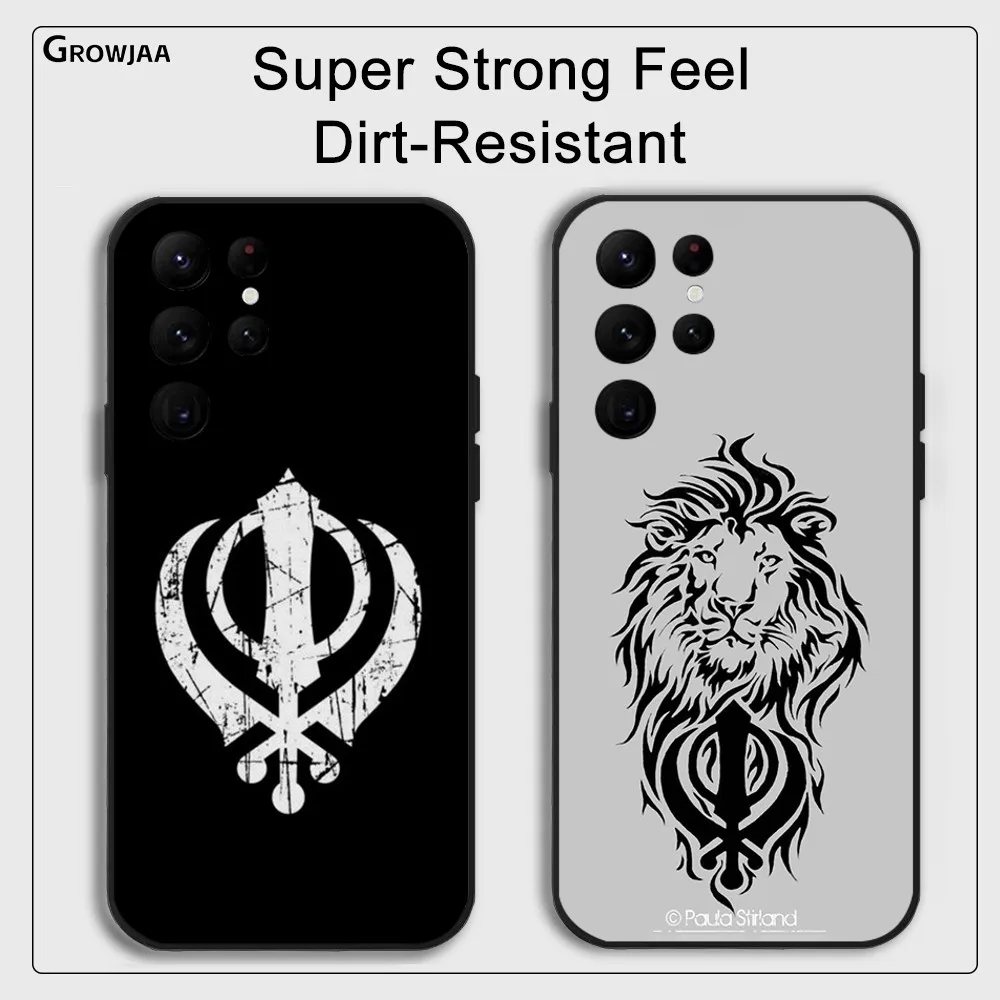 Sikh K-Khanda Sikhism Phone Case for Samsung Galaxy S24 Ultra S22 S23 Ultra S21 S20 5G Protective Silicone TPU Funda