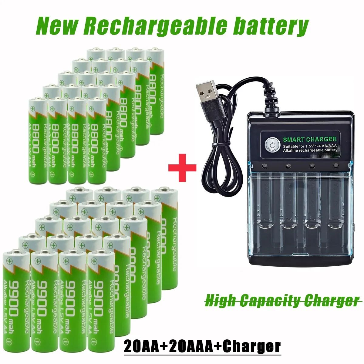 2026 New Original Rechargeable Battery 1.5V AA9900mAh+AAA8800mAh+Charger for Computer Clock Radio Video Game Digital Camera