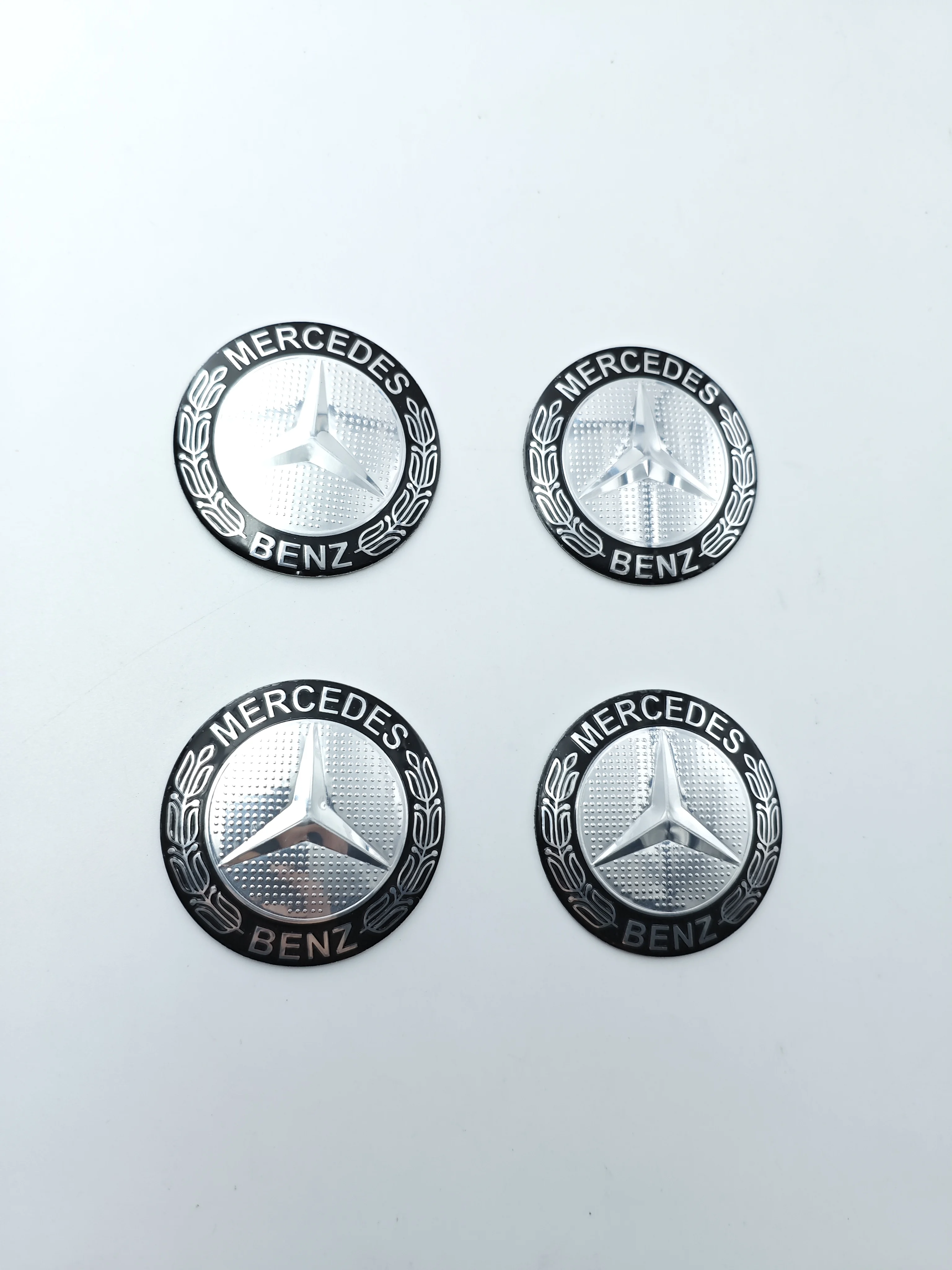 56mm Self Adhesive Wheel Hub Emblem Stickers Compatible With Mercedes Benz A B C E S Class GLC GLE, Wheat Wreath Three-point Sta