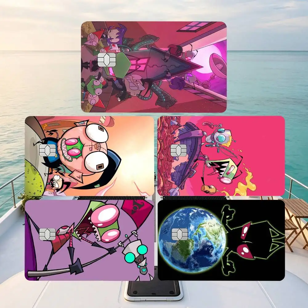 Classic Cartoon I-Invader ZimS  Credit Card HD Stickers Small Chip Waterproof Sticker Game Card Decal Gift