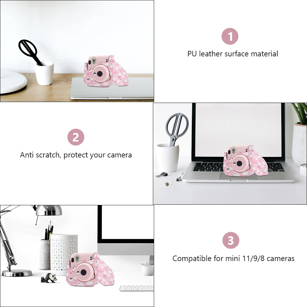 

Adorable Sheep Pattern Pu Camera Case Bag For Mini 11 9 8 Detachable Buckle Dustproof Scratch Resistant Protective Cover