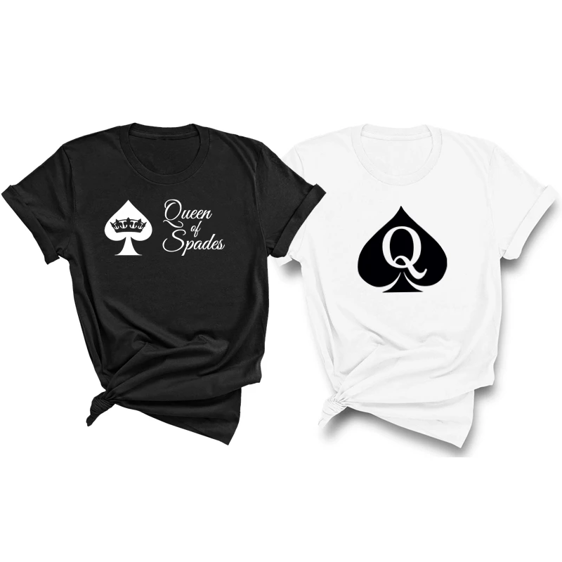 Queen of Spades Print T-Shirt New Girl's Tshirt Plus Size Summer Women Girl's Shirts Top Tee Oversized