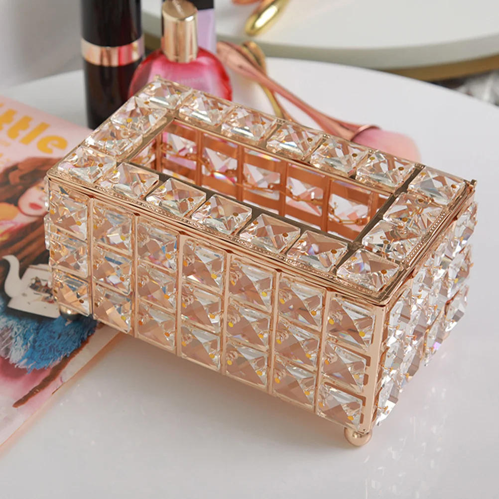 

Crystal Tissue Box Napkin Holder Organizer with Smooth Edges Top Opening Design for Home Office Decorative Use Rectangular