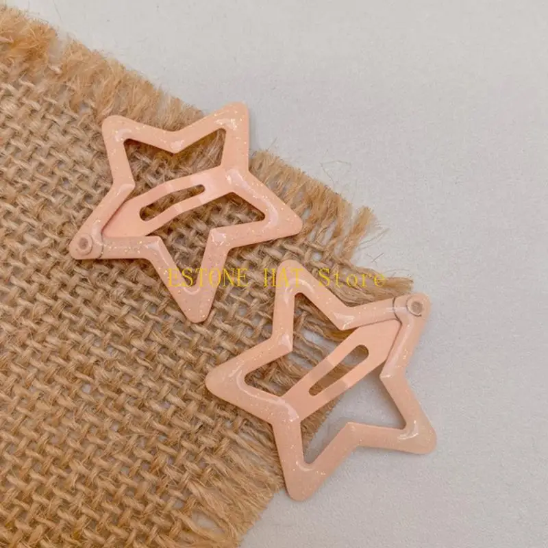 49mf 캔디 컬러 스타 헤어 클립 어린이 소녀 2pcs Nonslip 에폭시 헤어핀 달콤한 별 머리 바렛 어린이 머리 장식