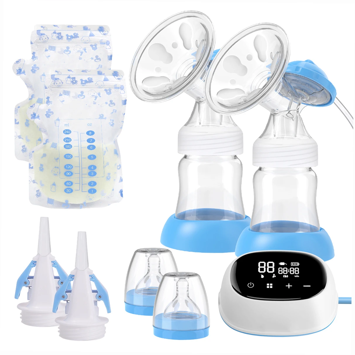 Kisdream Electric Breast Pump Dual Electric Breast Feeding Pumps with 4 Modes 9 levels of Suction Anti-backflow Low Noise