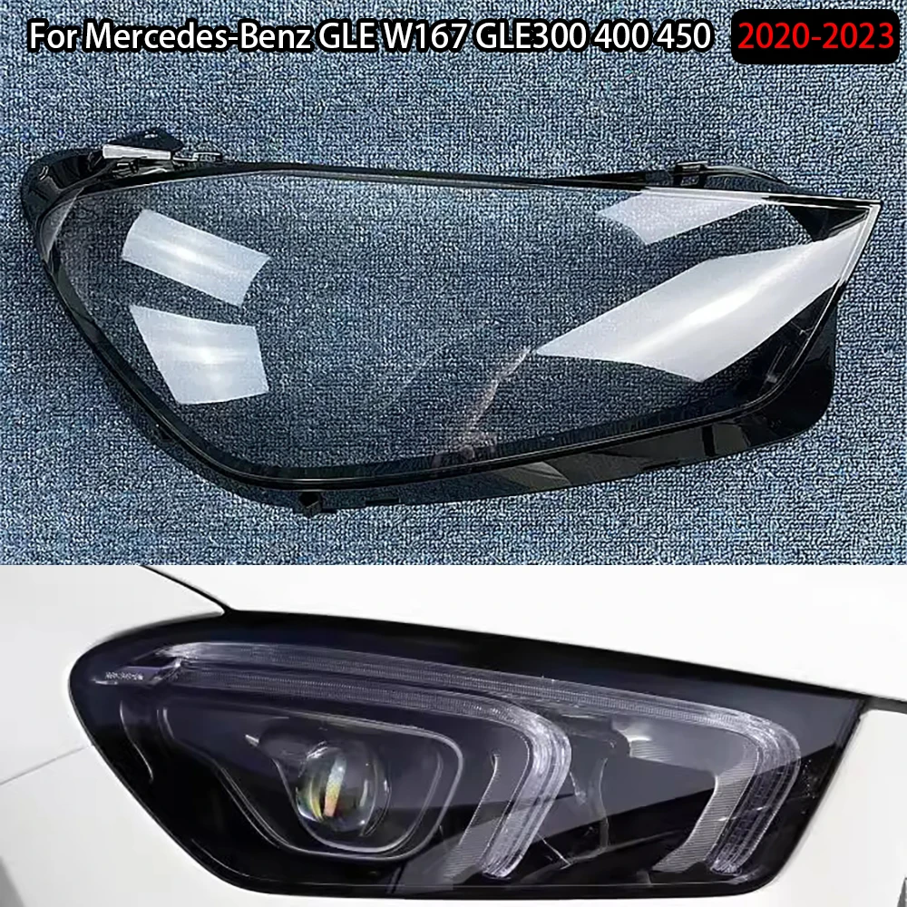 

For Mercedes-Benz GLE W167 GLE300 400 450 2020-2023 Front Headlight Glass Cover Headlamps Transparent Shell Lens Case