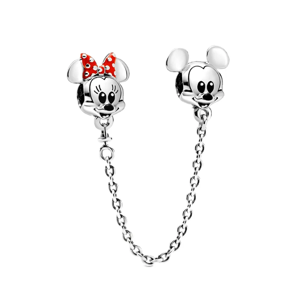 Disney-Mickey e Minnie Charme para Mulheres, Calibre Prata 925, Contas Pulseira, Jóias originais, Adequado para Pandora, 2024