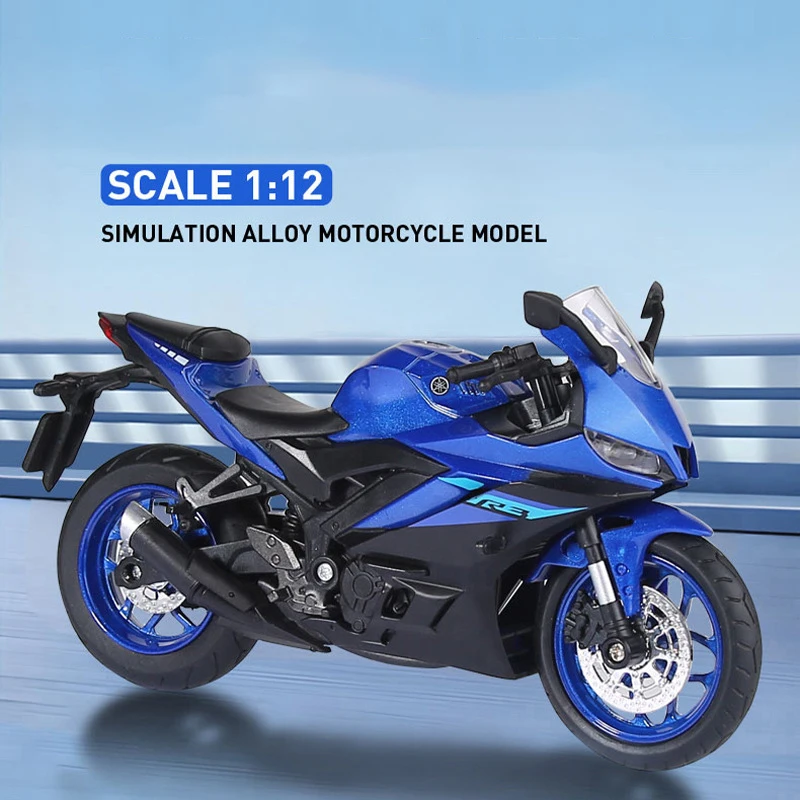 1:12 YAMAHA YZF-R3 YZFR3 aleación a presión modelo de motocicleta colección de vehículos sonido y luz todoterreno Autocycle juguetes Coche