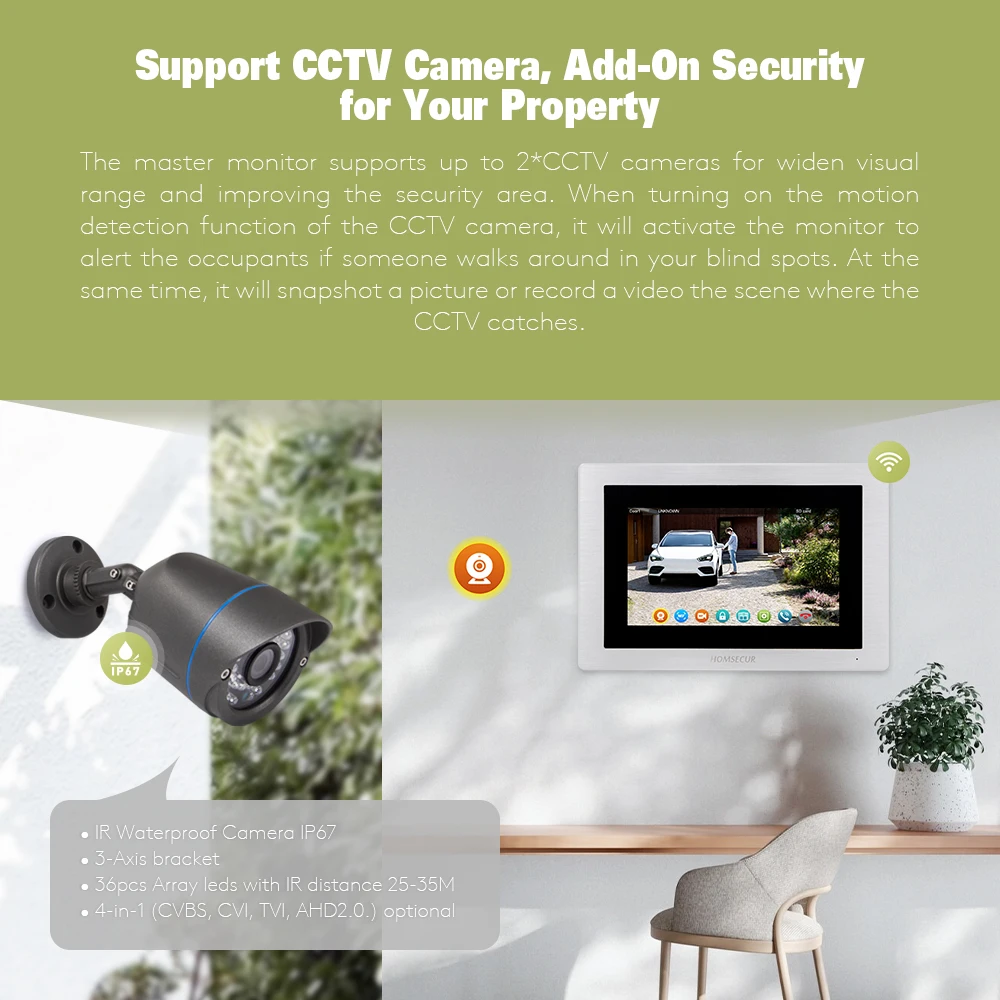 4 kawat Smart Tuya WIFI 1080P Video pintu interkom sistem keamanan 7 "layar sentuh warna IP65 bel pintu kamera Snapshot Record