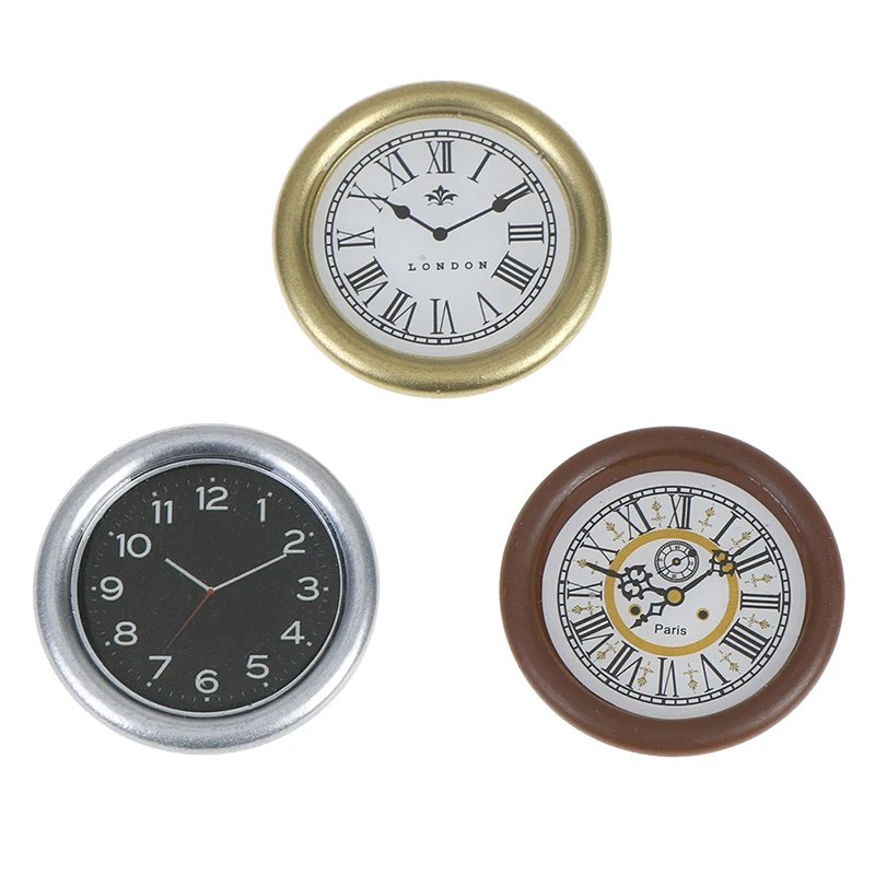 Resina Miniature Dollhouse Play Toy, Acessórios Para Móveis, Pretend Play Móveis, Relógio De Parede, Escala 1:12