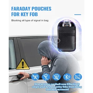Tas Faraday untuk Pelindung Sangkar Fob Kunci Pelindung Fob Kunci Pemblokiran Sinyal RFID Mobil Kantong Anti Maling Serat Karbon Berlapis Ganda 10 tas pemblokiran sinyal penjualan terbaik - №