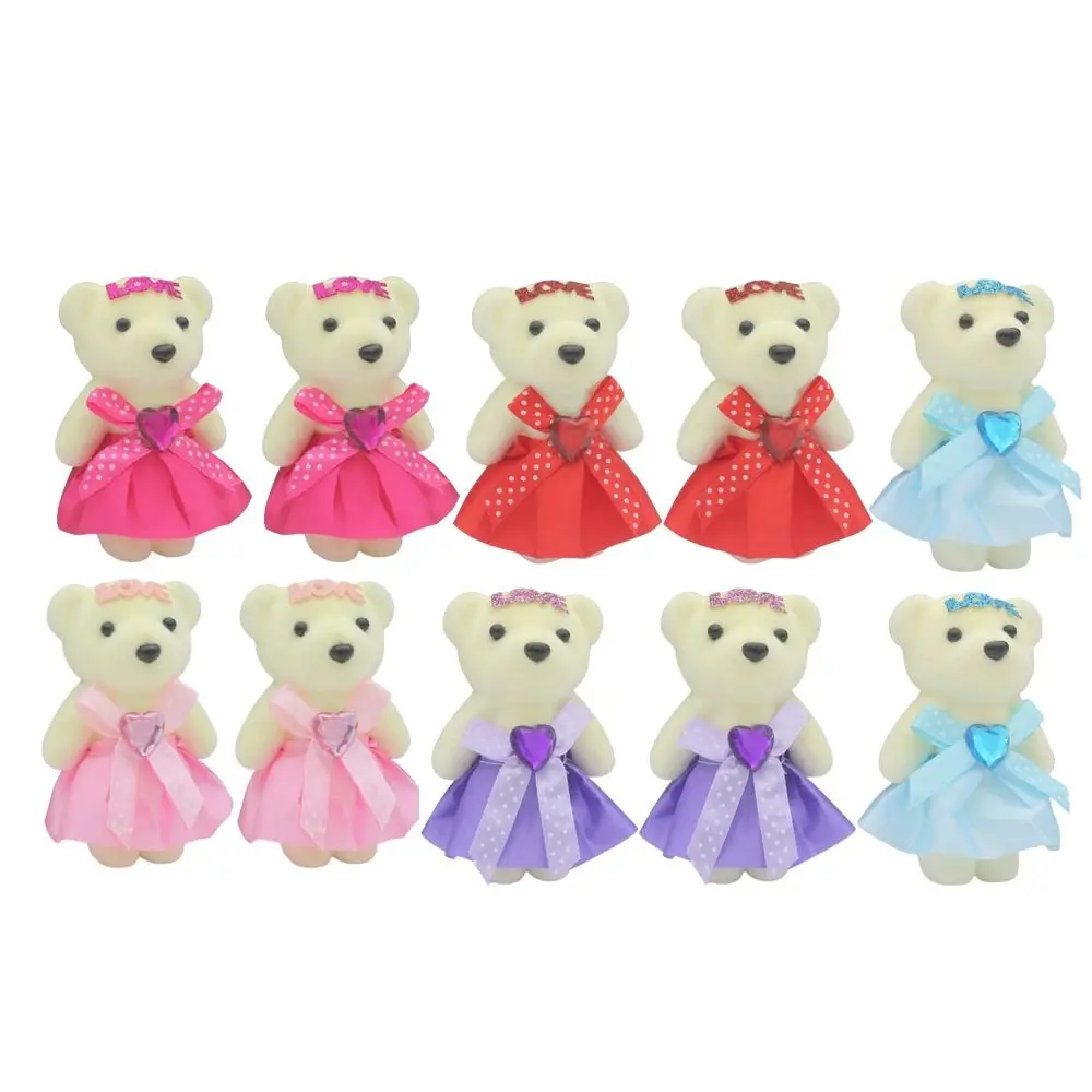 10pcs/set Foam Bear Bear Plush Foam Toys Plush Animal Cartoon Mini Bear Flower Bouquet DIY Plush Doll Cartoon Bouquet Doll