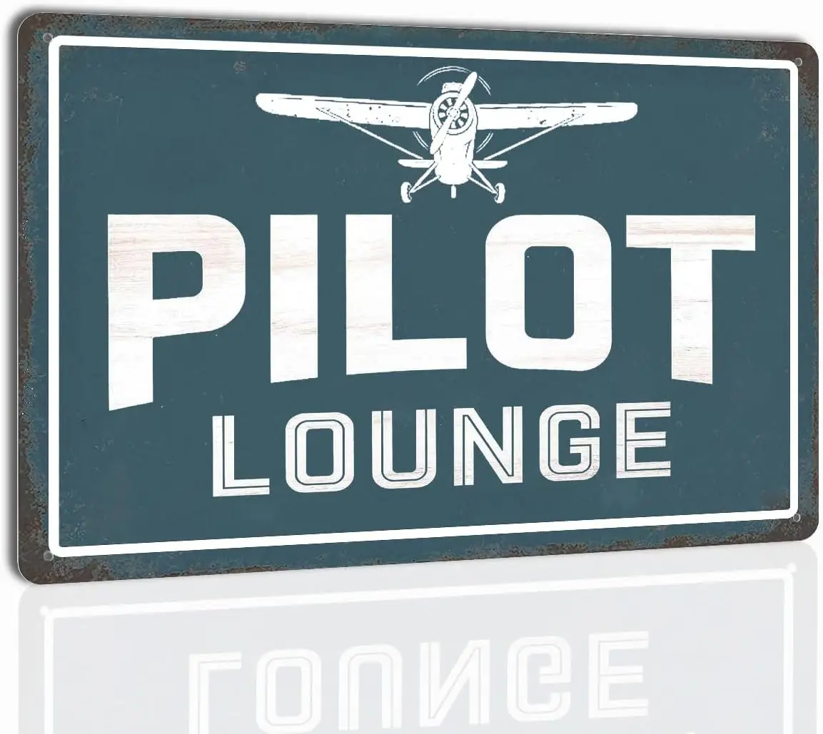 لوحة فنية جدارية لتزيين الطائرة - لافتة قصدير طائرة عتيقة لصالة الطيار أو الكهف الرجالي أو شماعات الطائرة، لوحة معدنية - طيران #1
