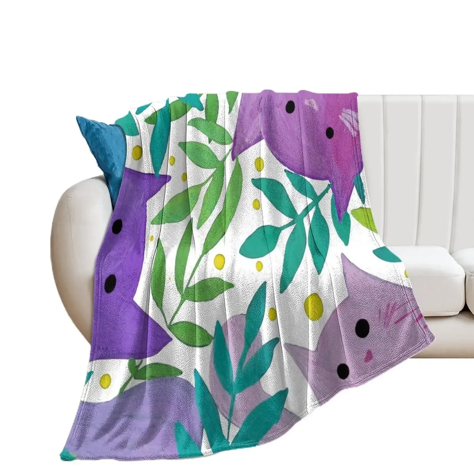 

Cats and branches - purple and green Throw Blanket Designers Luxury Thicken christmas gifts Blankets