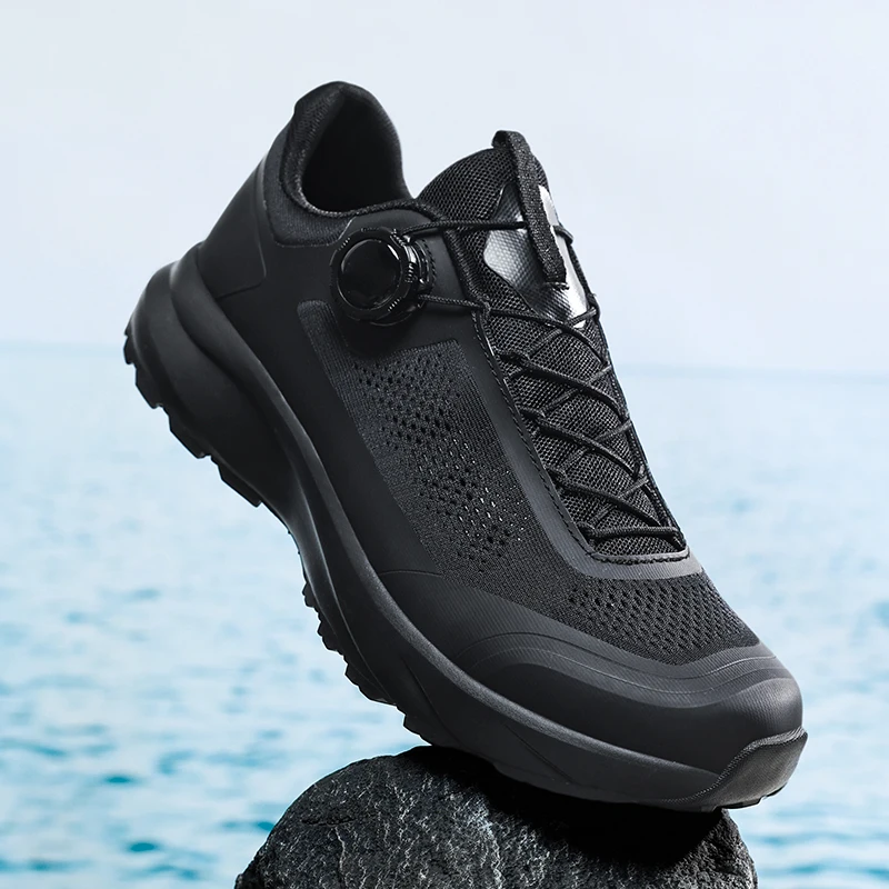 2025 Scarpe da trekking di nuovo arrivo per uomo Scarpe da trekking da esterno con allacciatura rapida Scarpe da passeggio antiscivolo da uomo Scarpe da montagna traspiranti