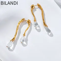 Bilandi Modern Jewelry 925 Silver Needle Resin Teardrop 2022 Trend New Back Front ciondola gli orecchini per il regalo delle donne