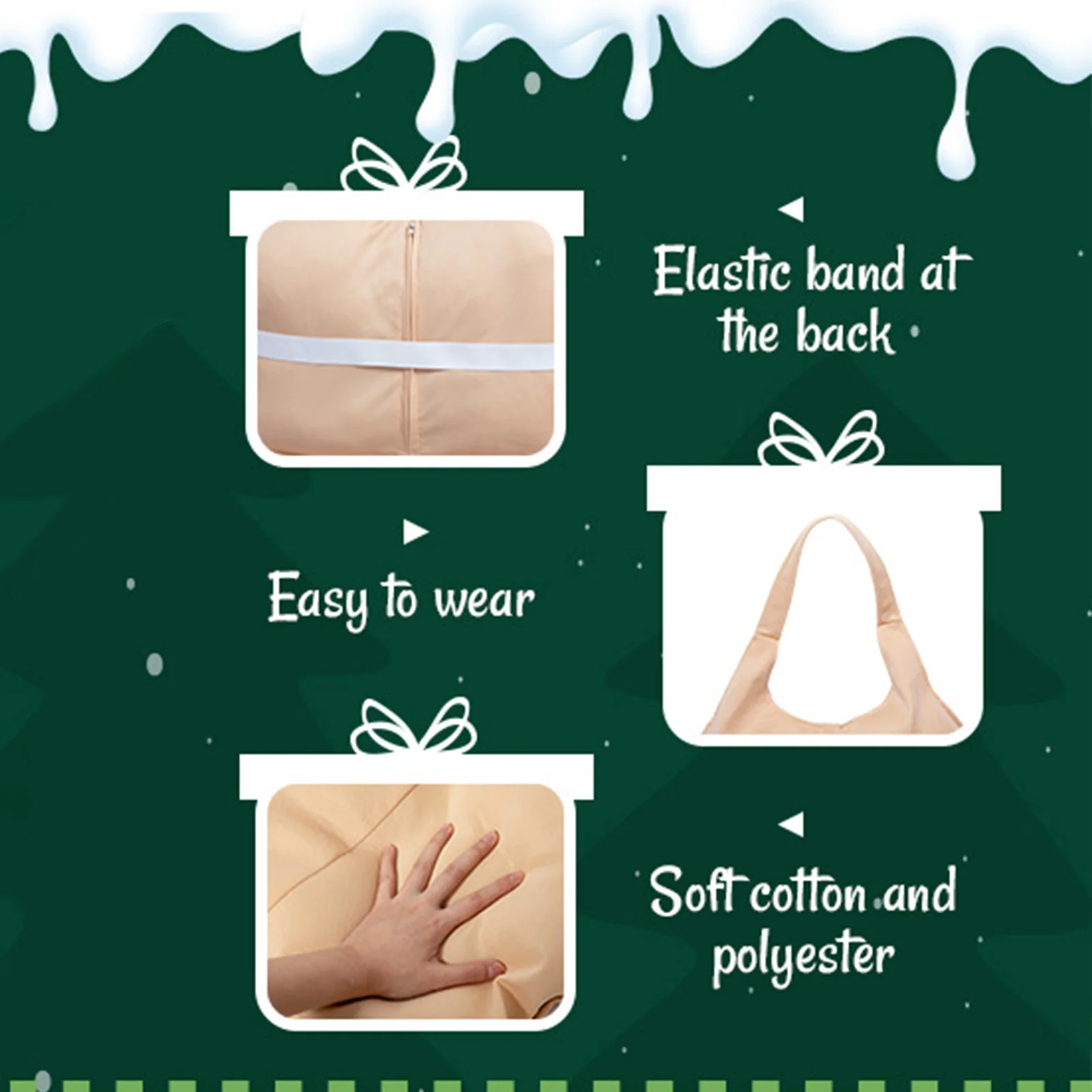 Santa Claus Cosplay Costumes Props - Santa Claus Fake Belly and Fake Buttocks with Sponge Filling, Stage Performance Props