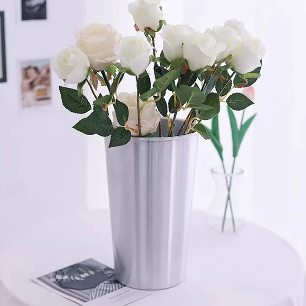 

Metal Flower Bucket for Arrangement and Storage Rustic Style Aluminum Flower Holder for Home Office Shop Decor Floral Vase Large