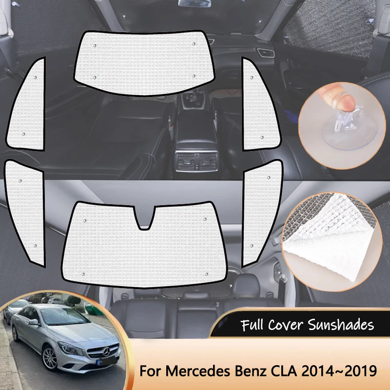 

Для Mercedes Benz CLA C117 2014 ~ 2019 CLA180 200 220 250 AMG CLA200, солнцезащитные козырьки с полным покрытием, лобовые стекла автомобиля, аксессуары для боковых окон