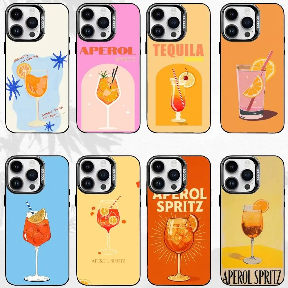 

A-Aperol Spritz Art Phone Case For iPhone17,16,15,14,13,12,11 Plus,Pro Max Black Matte Shockproof Cover