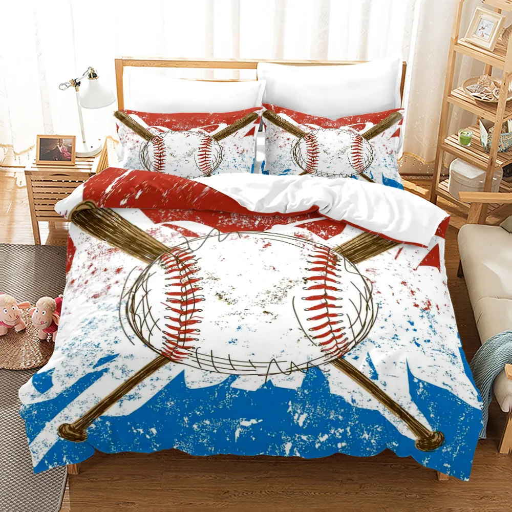 

Baseball Bedding Set Sport 3D Printed Soft Brushed Duvet Cover King Queen Twin Single American Style Birthday Gift for Kids Boys