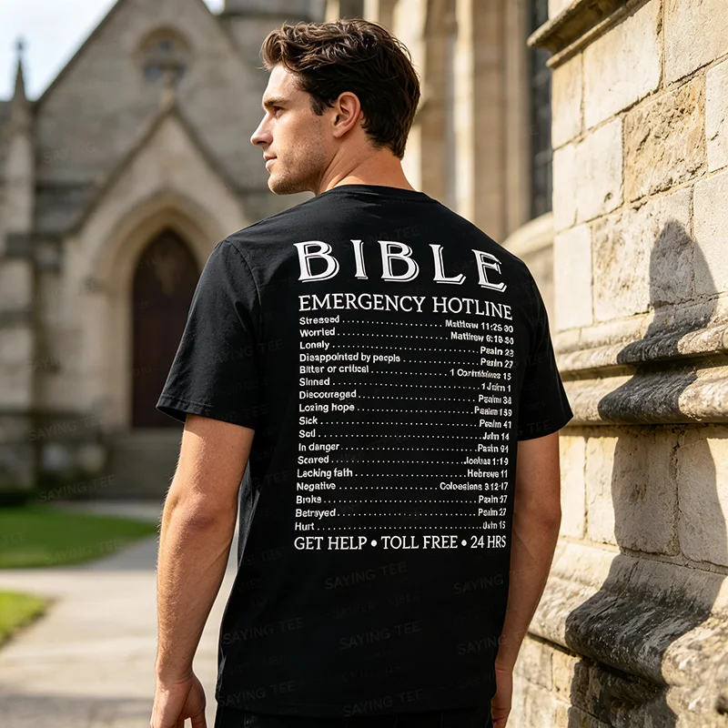Gott antwortet auf die Notrufnummern der Bibel Lustiges Hotline-Christen-T-Shirt Y2k Jesus Glaube Bibel Notfall Religiöses Grafik-T-Shirt – Detail 4